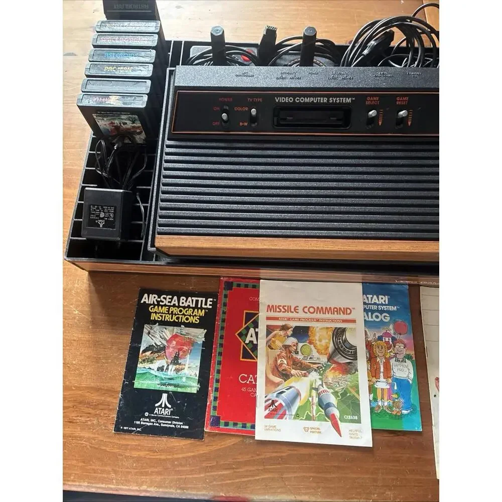 Atari 2600a Console Woodgrain Controller Games & Hartzell Organizer Works